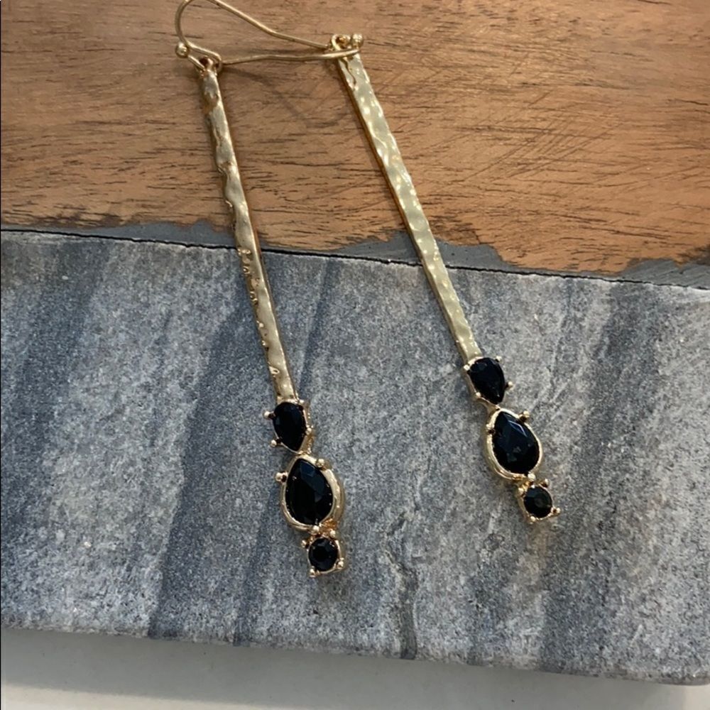 Cute black gem stone earrings